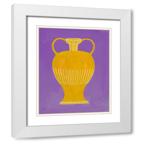 Neon Vase I White Modern Wood Framed Art Print with Double Matting by Wang, Melissa