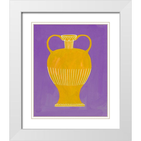 Neon Vase I White Modern Wood Framed Art Print with Double Matting by Wang, Melissa