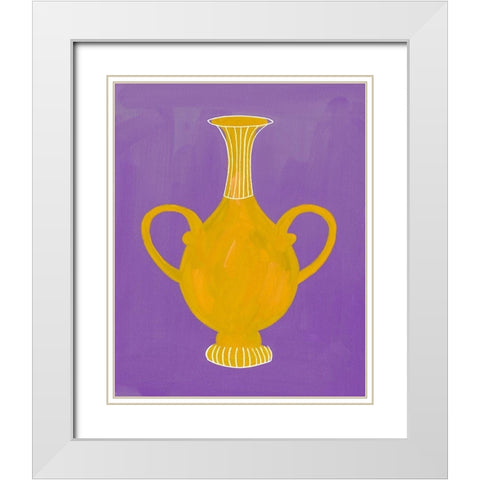 Neon Vase II White Modern Wood Framed Art Print with Double Matting by Wang, Melissa