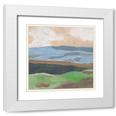 Distant Hills I White Modern Wood Framed Art Print with Double Matting by Wang, Melissa