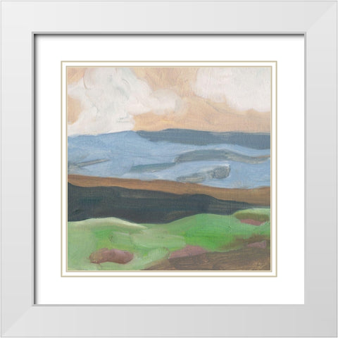 Distant Hills I White Modern Wood Framed Art Print with Double Matting by Wang, Melissa