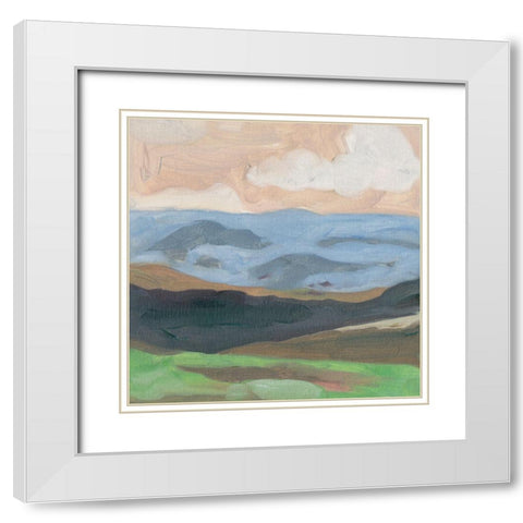 Distant Hills II White Modern Wood Framed Art Print with Double Matting by Wang, Melissa