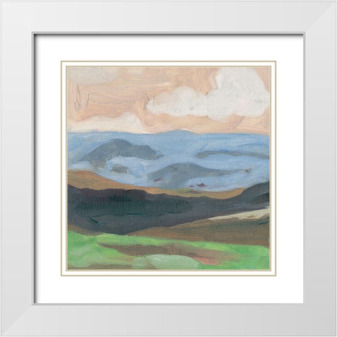 Distant Hills II White Modern Wood Framed Art Print with Double Matting by Wang, Melissa