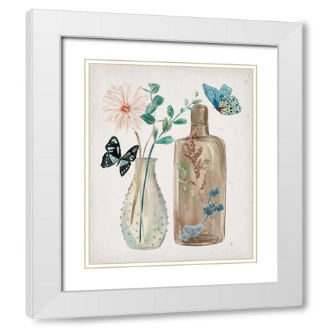 Butterflies and Flowers IV White Modern Wood Framed Art Print with Double Matting by Wang, Melissa