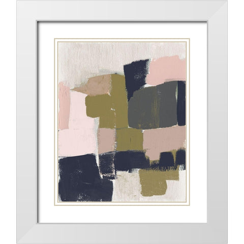 Revised Color Block I White Modern Wood Framed Art Print with Double Matting by Goldberger, Jennifer