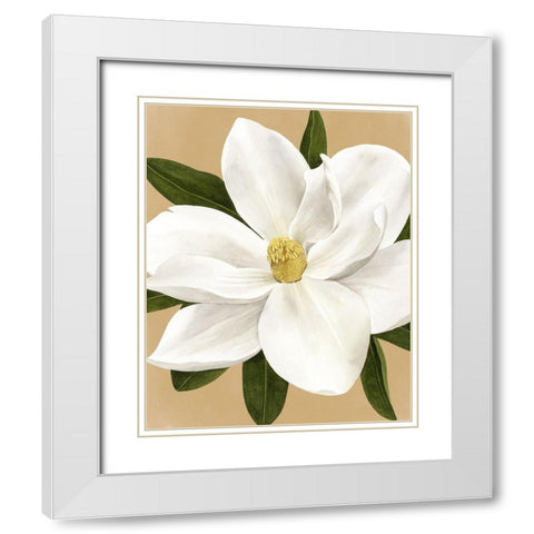 Magnolia on Gold I White Modern Wood Framed Art Print with Double Matting by Popp, Grace