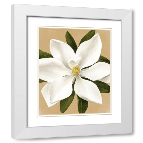 Magnolia on Gold II White Modern Wood Framed Art Print with Double Matting by Popp, Grace