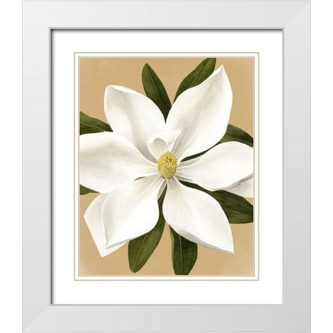 Magnolia on Gold II White Modern Wood Framed Art Print with Double Matting by Popp, Grace