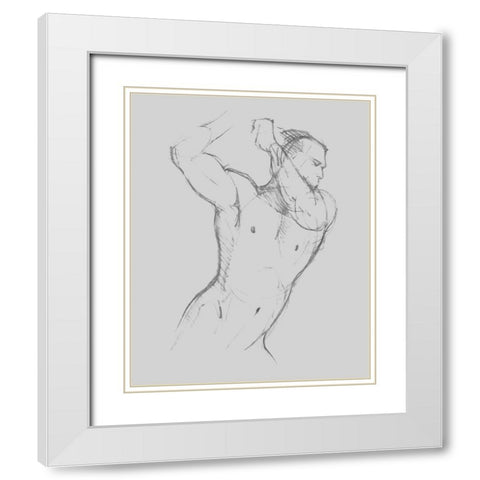 Male Torso Sketch I White Modern Wood Framed Art Print with Double Matting by Green, Jacob