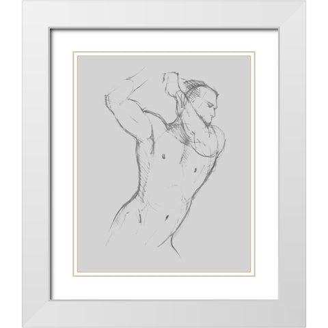 Male Torso Sketch I White Modern Wood Framed Art Print with Double Matting by Green, Jacob