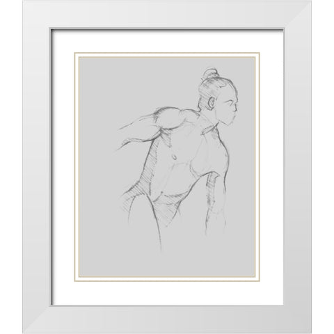 Male Torso Sketch II White Modern Wood Framed Art Print with Double Matting by Green, Jacob