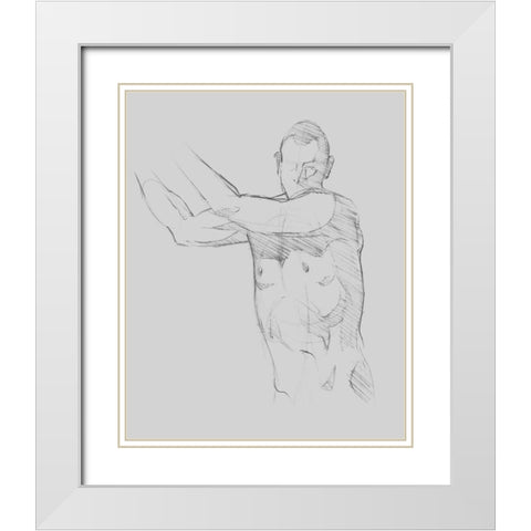 Male Torso Sketch III White Modern Wood Framed Art Print with Double Matting by Green, Jacob