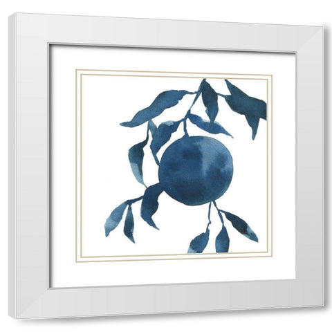 Indigo Oranges IV White Modern Wood Framed Art Print with Double Matting by Caroline, Emma
