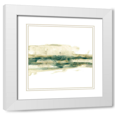 Verdigris Ribbon II White Modern Wood Framed Art Print with Double Matting by Vess, June Erica