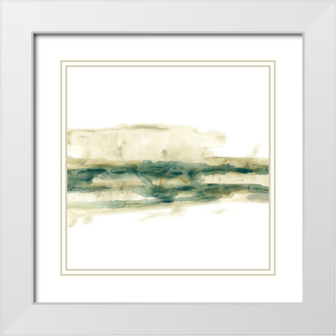 Verdigris Ribbon II White Modern Wood Framed Art Print with Double Matting by Vess, June Erica