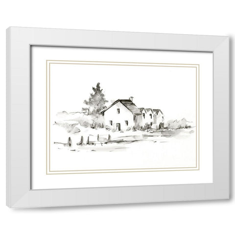 Rural Farmhouse Study II White Modern Wood Framed Art Print with Double Matting by Harper, Ethan