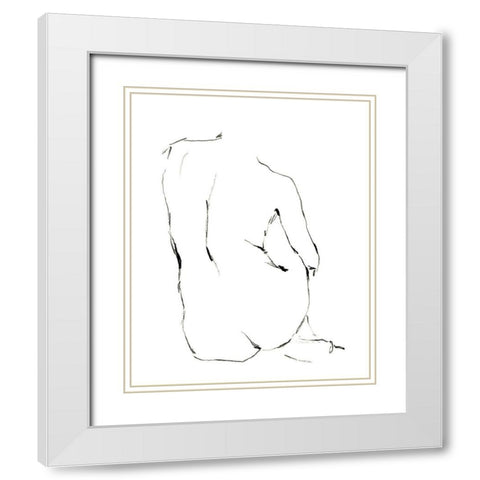 Seated Figure Pose I White Modern Wood Framed Art Print with Double Matting by Harper, Ethan