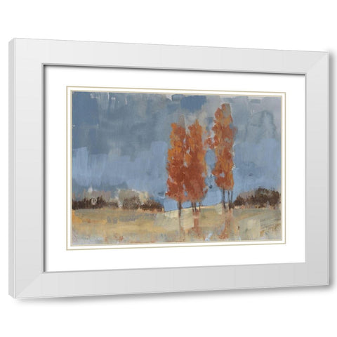 Burnt Sienna Treeline I White Modern Wood Framed Art Print with Double Matting by Goldberger, Jennifer