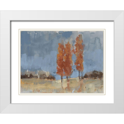 Burnt Sienna Treeline I White Modern Wood Framed Art Print with Double Matting by Goldberger, Jennifer