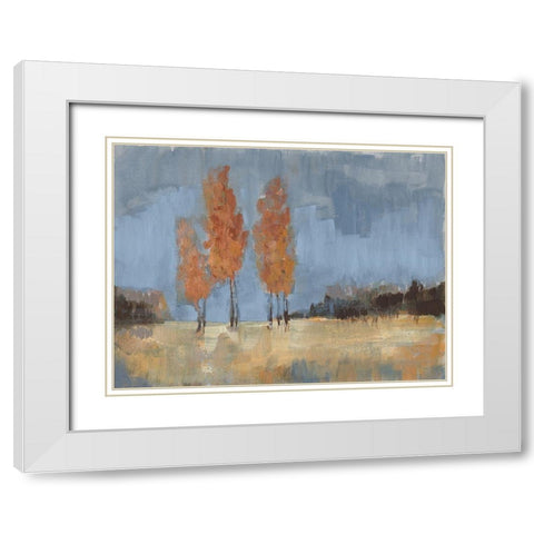 Burnt Sienna Treeline II White Modern Wood Framed Art Print with Double Matting by Goldberger, Jennifer