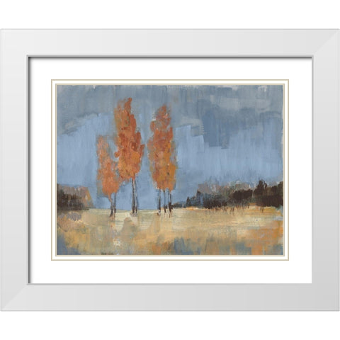 Burnt Sienna Treeline II White Modern Wood Framed Art Print with Double Matting by Goldberger, Jennifer