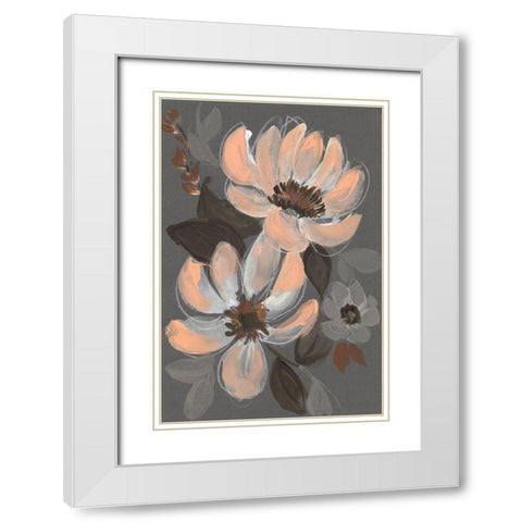 Peach and Sienna Bouquet I White Modern Wood Framed Art Print with Double Matting by Goldberger, Jennifer