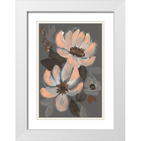 Peach and Sienna Bouquet I White Modern Wood Framed Art Print with Double Matting by Goldberger, Jennifer