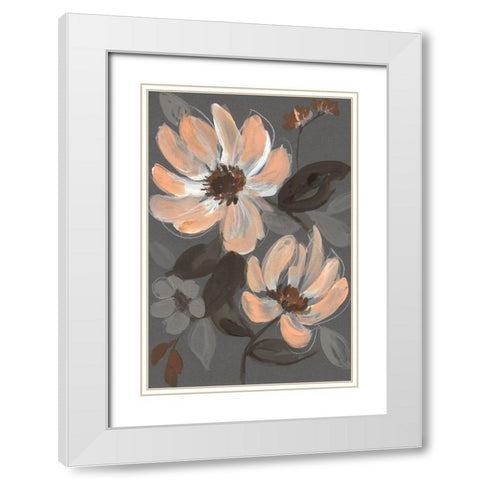 Peach and Sienna Bouquet II White Modern Wood Framed Art Print with Double Matting by Goldberger, Jennifer