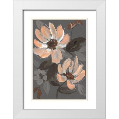 Peach and Sienna Bouquet II White Modern Wood Framed Art Print with Double Matting by Goldberger, Jennifer