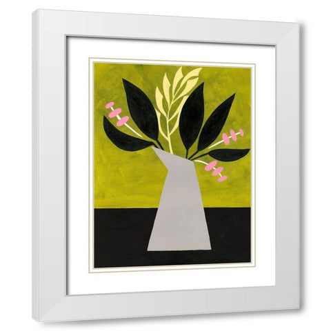 Mod Bouquet I White Modern Wood Framed Art Print with Double Matting by Moore, Regina