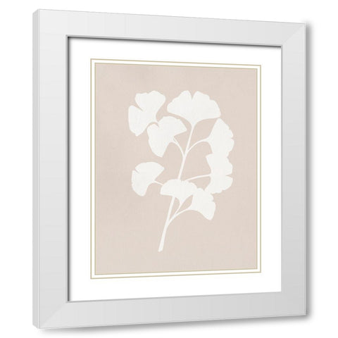 Ginkgo Branch I White Modern Wood Framed Art Print with Double Matting by Caroline, Emma