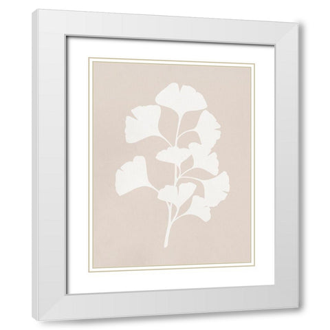 Ginkgo Branch II White Modern Wood Framed Art Print with Double Matting by Caroline, Emma