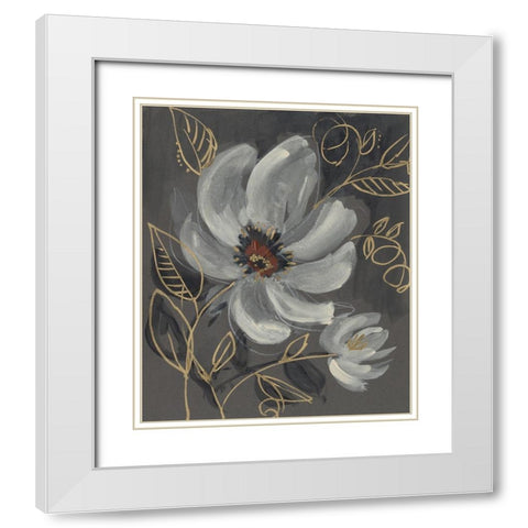 Floral Filigree I White Modern Wood Framed Art Print with Double Matting by Goldberger, Jennifer