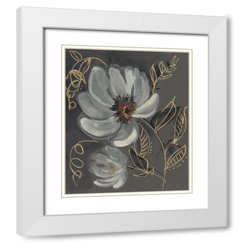 Floral Filigree II White Modern Wood Framed Art Print with Double Matting by Goldberger, Jennifer