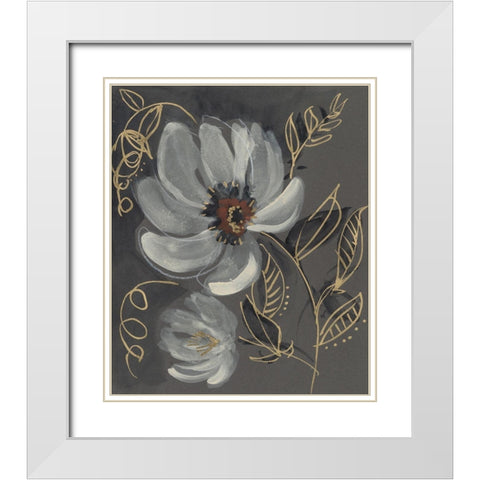 Floral Filigree II White Modern Wood Framed Art Print with Double Matting by Goldberger, Jennifer