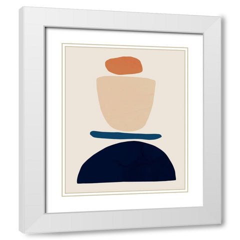 Fraction Stack I White Modern Wood Framed Art Print with Double Matting by Barnes, Victoria