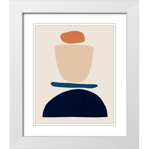 Fraction Stack I White Modern Wood Framed Art Print with Double Matting by Barnes, Victoria