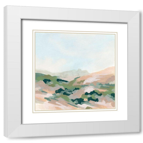 Valley Dusk II White Modern Wood Framed Art Print with Double Matting by Vess, June Erica