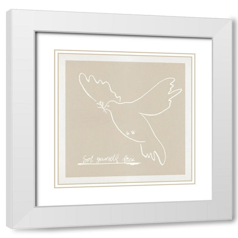 Peace Dove I White Modern Wood Framed Art Print with Double Matting by Wang, Melissa