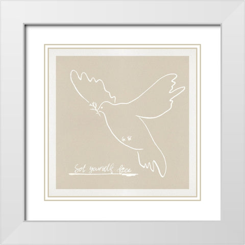 Peace Dove I White Modern Wood Framed Art Print with Double Matting by Wang, Melissa