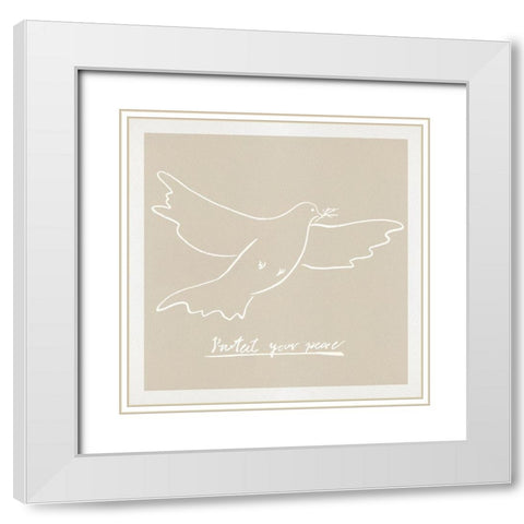 Peace Dove II White Modern Wood Framed Art Print with Double Matting by Wang, Melissa