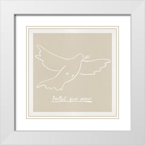 Peace Dove II White Modern Wood Framed Art Print with Double Matting by Wang, Melissa