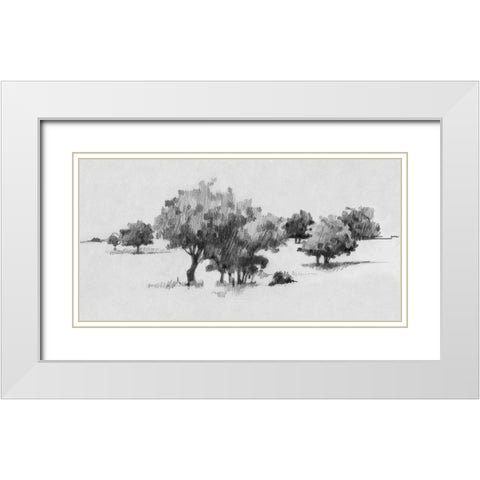 Treeline Sketch II White Modern Wood Framed Art Print with Double Matting by Caroline, Emma