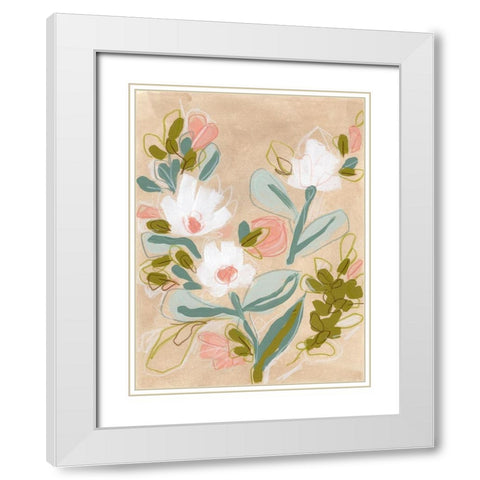 Spring Sketch III White Modern Wood Framed Art Print with Double Matting by Vess, June Erica