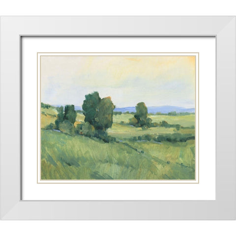 Rolling Green Hills II White Modern Wood Framed Art Print with Double Matting by OToole, Tim