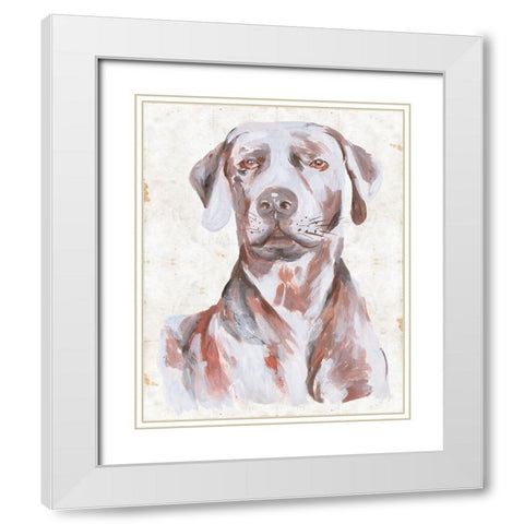 Sitting Dog I White Modern Wood Framed Art Print with Double Matting by Wang, Melissa
