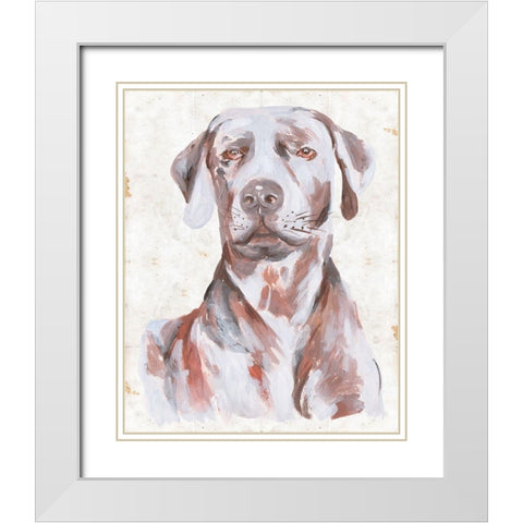 Sitting Dog I White Modern Wood Framed Art Print with Double Matting by Wang, Melissa