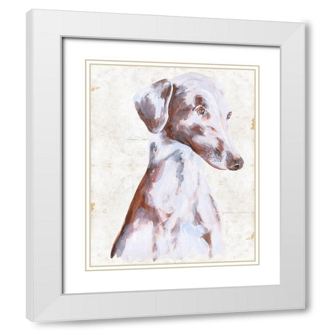 Sitting Dog II White Modern Wood Framed Art Print with Double Matting by Wang, Melissa