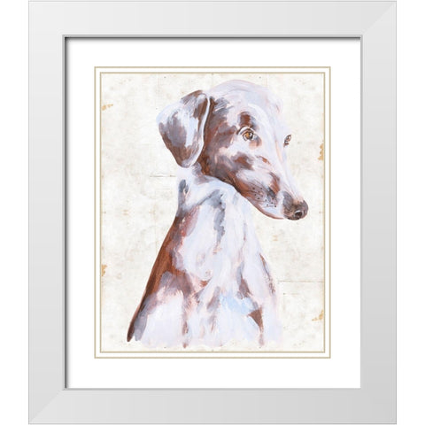 Sitting Dog II White Modern Wood Framed Art Print with Double Matting by Wang, Melissa