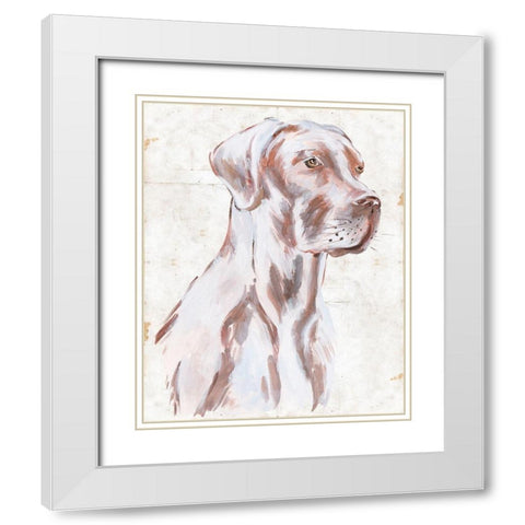 Sitting Dog IV White Modern Wood Framed Art Print with Double Matting by Wang, Melissa